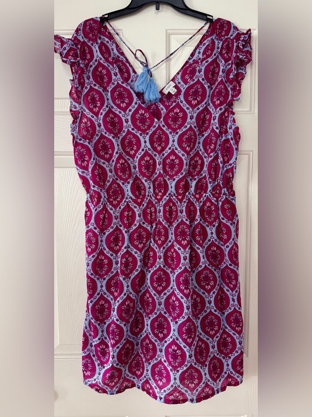J. Crew Pink Printed V-Neck coverup dress XL 100% cotton